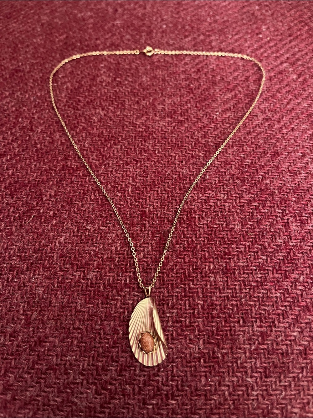 Midcentury Nakagawa Corporation Shell Pendant Necklace, Goldtone, 18 Inches